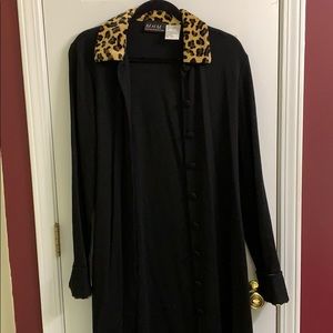 Leopard print cardigan collar top